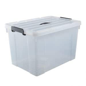 87L clear tote box with lid, large clear plastic storage containers
