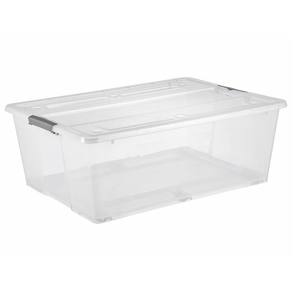 90L clear plastic storage box with wheels and handle