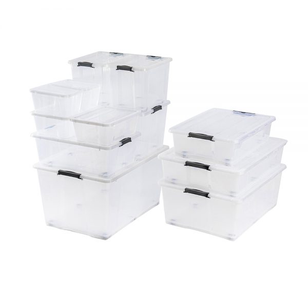 90L clear plastic storage box with wheels and handle - Image 3