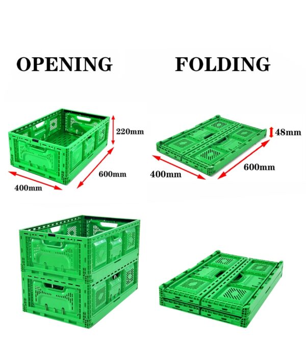 Plastic foldable crates for groceries
