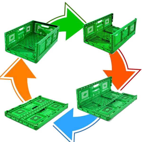 Plastic foldable crates for groceries